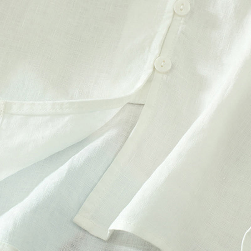 Buddha Stones Camicia da donna con scollo a V, maniche corte e bottoni in tinta unita - image 13