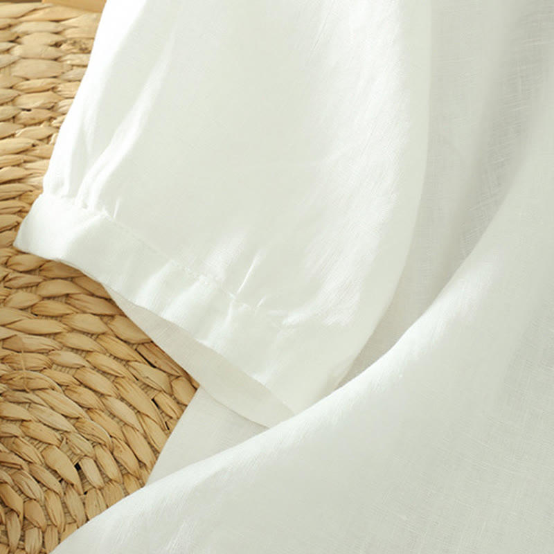 Buddha Stones Camicia da donna con scollo a V, maniche corte e bottoni in tinta unita - image 10