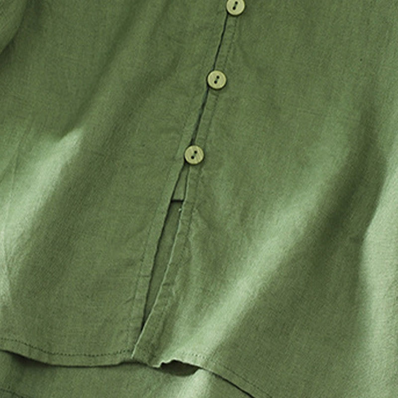 Buddha Stones Camicia da donna con scollo a V, maniche corte e bottoni in tinta unita - image 19