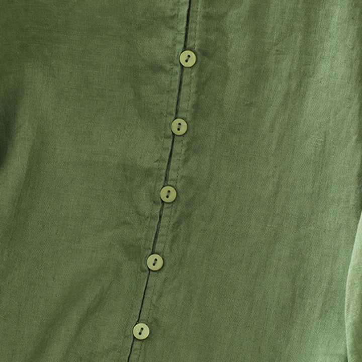 Buddha Stones Camicia da donna con scollo a V, maniche corte e bottoni in tinta unita - image 18