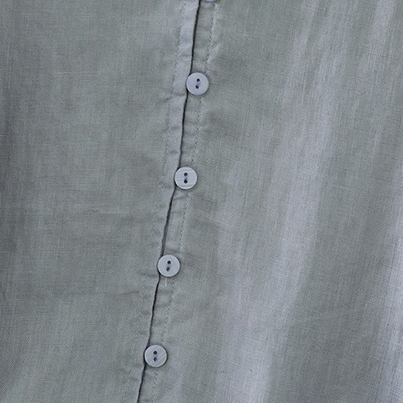 Camicia da donna a maniche corte con scollo a V e bottoni a tinta unita con motivo Buddha Stones. - image 23
