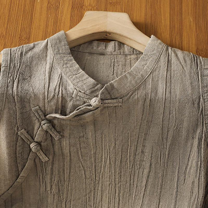 Gilet senza maniche in cotone da donna con design retrò a rana e bottoni Buddha Stones - image 19