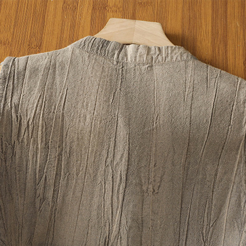 Gilet senza maniche in cotone da donna con design retrò a rana e bottoni Buddha Stones - image 21