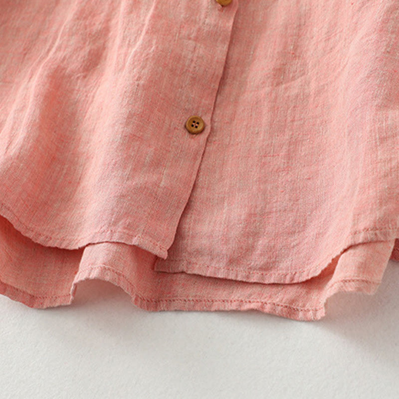 Camicia da donna in cotone e lino con maniche a mezza manica, casual, con bottoni semplici, motivo Buddha Stones - image 16