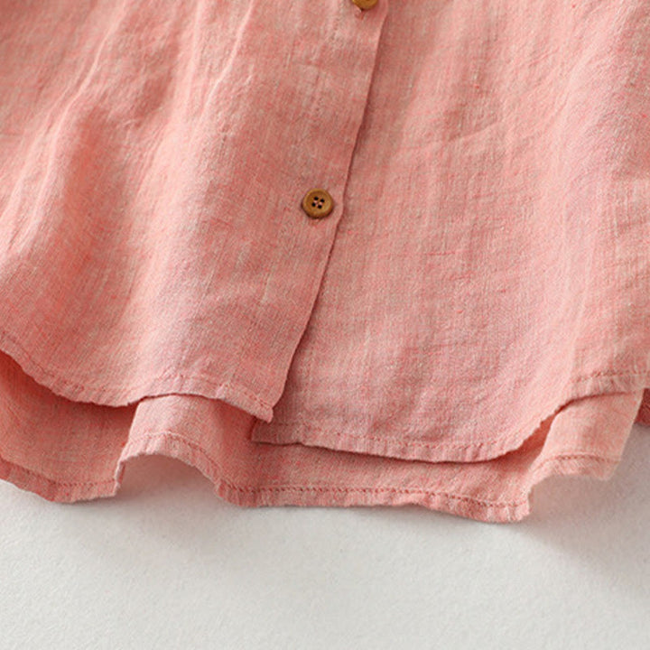 Camicia da donna in cotone e lino con maniche a mezza manica, casual, con bottoni semplici, motivo Buddha Stones - image 15