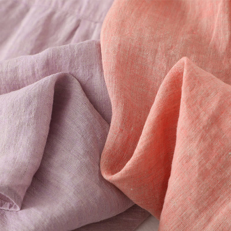 Camicia da donna in cotone e lino con maniche a mezza manica, casual, con bottoni semplici, motivo Buddha Stones - image 20