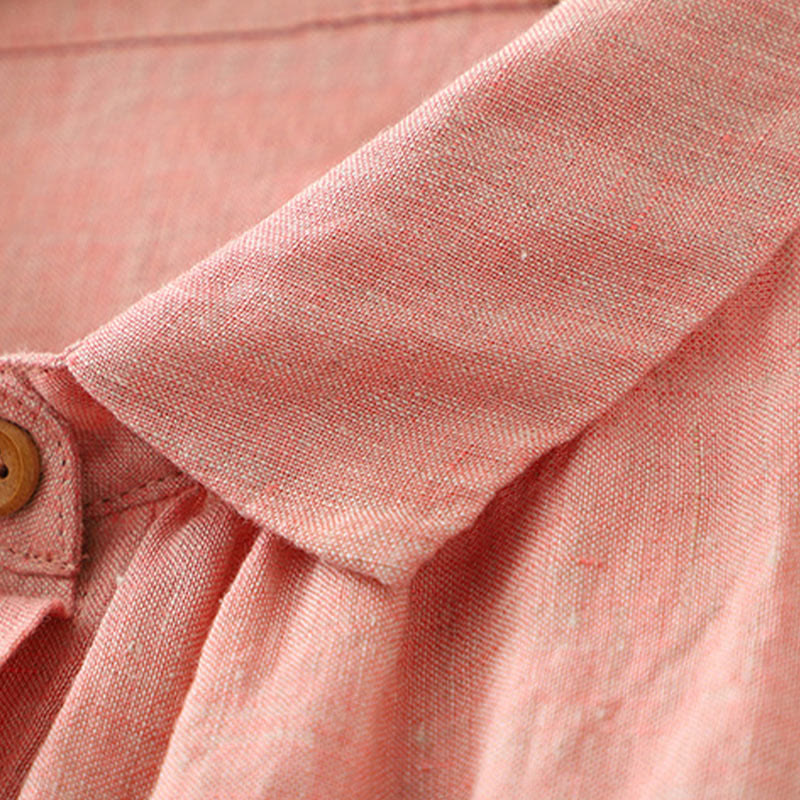 Camicia da donna in cotone e lino con maniche a mezza manica, casual, con bottoni semplici, motivo Buddha Stones - image 13