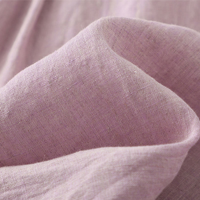 Camicia da donna in cotone e lino con maniche a mezza manica, casual, con bottoni semplici, motivo Buddha Stones - image 7