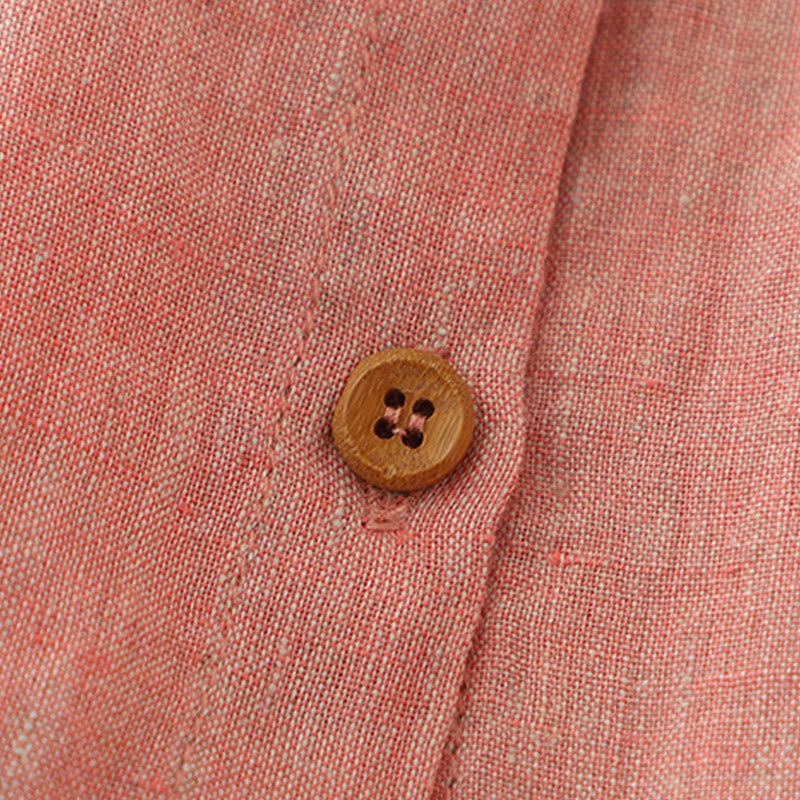 Camicia da donna in cotone e lino con maniche a mezza manica, casual, con bottoni semplici, motivo Buddha Stones - image 14