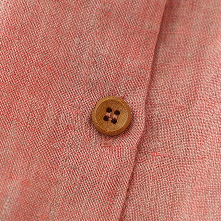 Camicia da donna in cotone e lino con maniche a mezza manica, casual, con bottoni semplici, motivo Buddha Stones - image 14