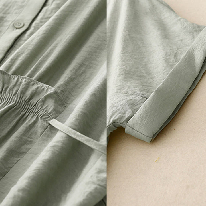 Buddha Stones Camicia estiva da donna in cotone a maniche corte con bottoni e lacci - image 16