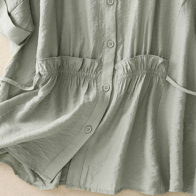 Buddha Stones Camicia estiva da donna in cotone a maniche corte con bottoni e lacci - image 14