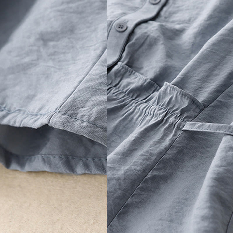 Buddha Stones Camicia estiva da donna in cotone a maniche corte con bottoni e lacci - image 6