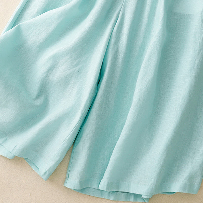 Buddha Stones Pantaloni Capri corti estivi da donna con elastico in vita e tasche, a gamba larga - image 5