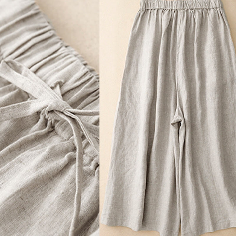 Pantaloni capri da donna estivi con elastico in vita e gamba larga, modello cropped, con tasche, Buddha Stones. - image 17