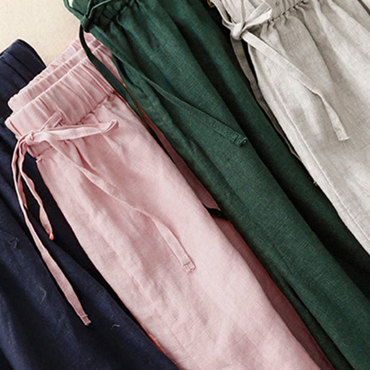 Pantaloni capri da donna estivi con elastico in vita e gamba larga, modello cropped, con tasche, Buddha Stones. - image 29