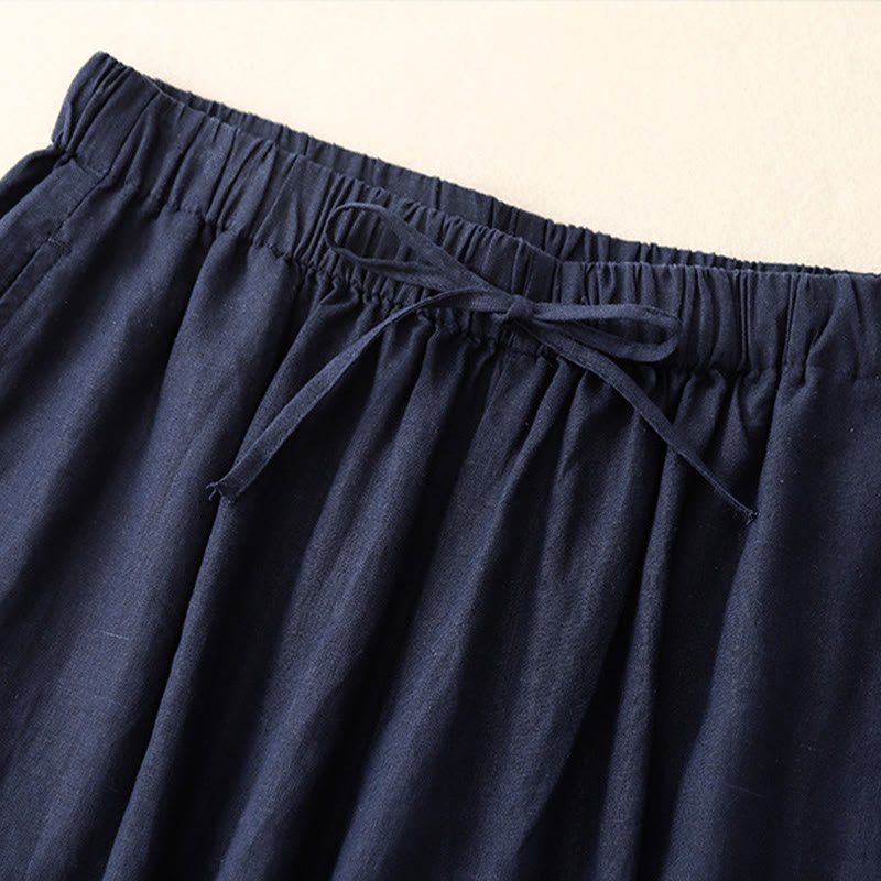 Pantaloni capri da donna estivi con elastico in vita e gamba larga, modello cropped, con tasche, Buddha Stones. - image 12