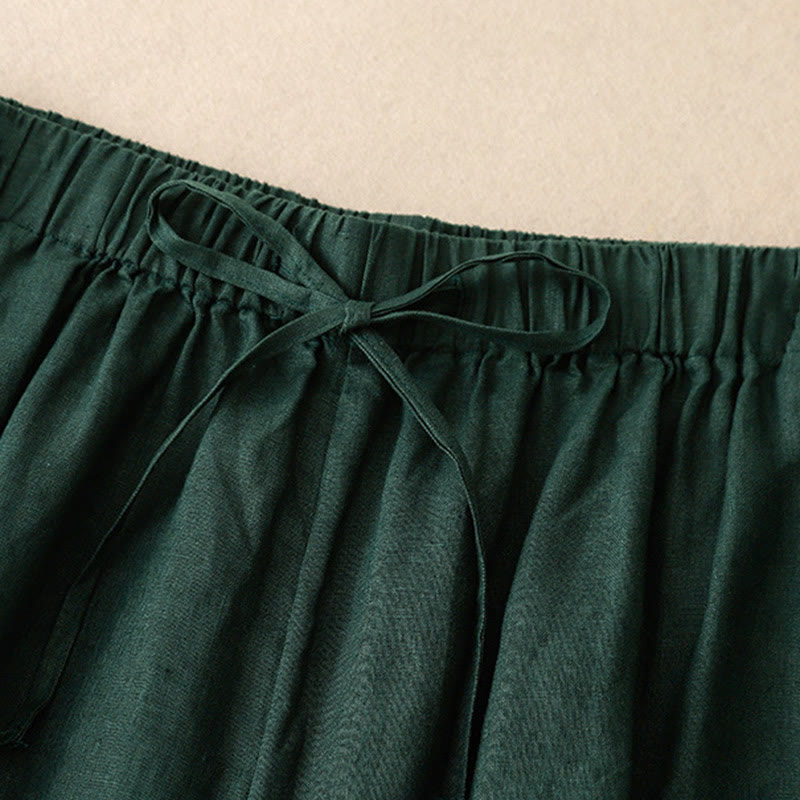 Pantaloni capri da donna estivi con elastico in vita e gamba larga, modello cropped, con tasche, Buddha Stones. - image 26