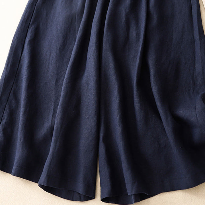 Buddha Stones Pantaloni Capri corti estivi da donna con elastico in vita e tasche, a gamba larga - image 13