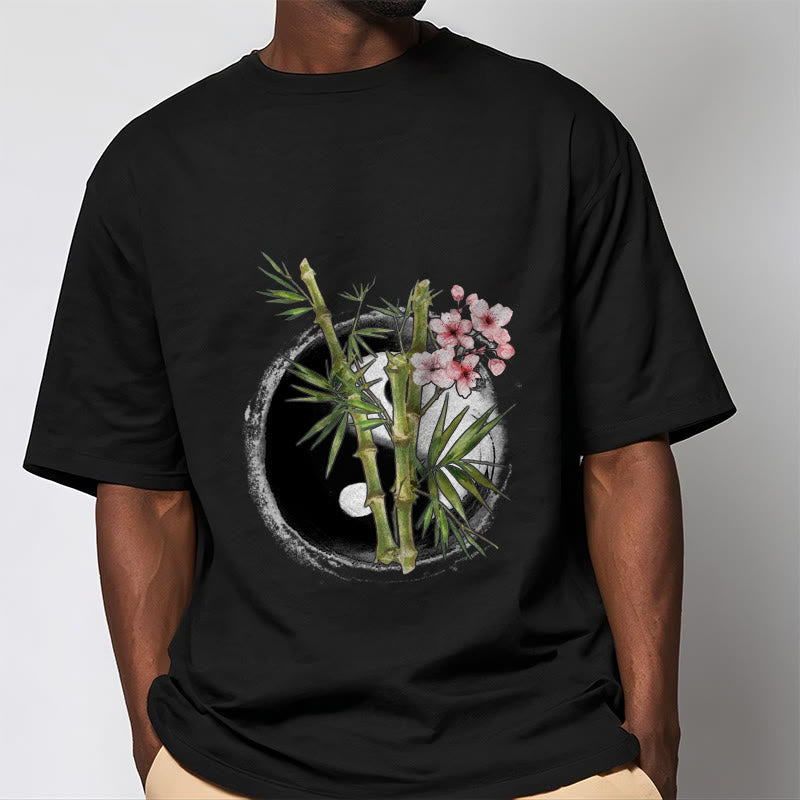Maglietta con motivo Buddha Stones Yin Yang Bamboo Peach Blossoms - image 2