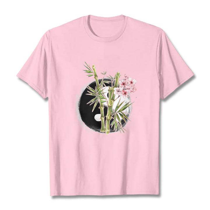 Maglietta con motivo Buddha Stones Yin Yang Bamboo Peach Blossoms - Rosa chiaro - 2XL - image 13