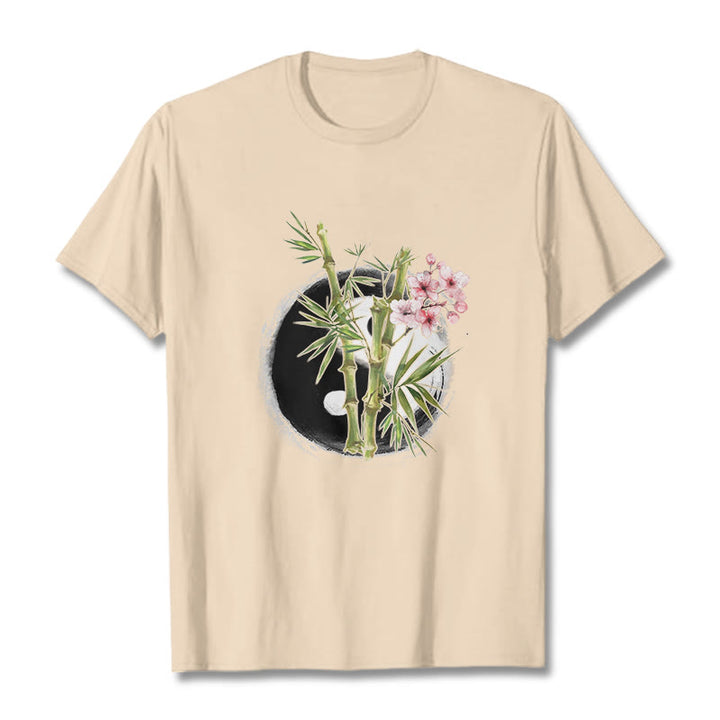 Maglietta con motivo Buddha Stones Yin Yang Bamboo Peach Blossoms - Biscotto - 2XL - image 9