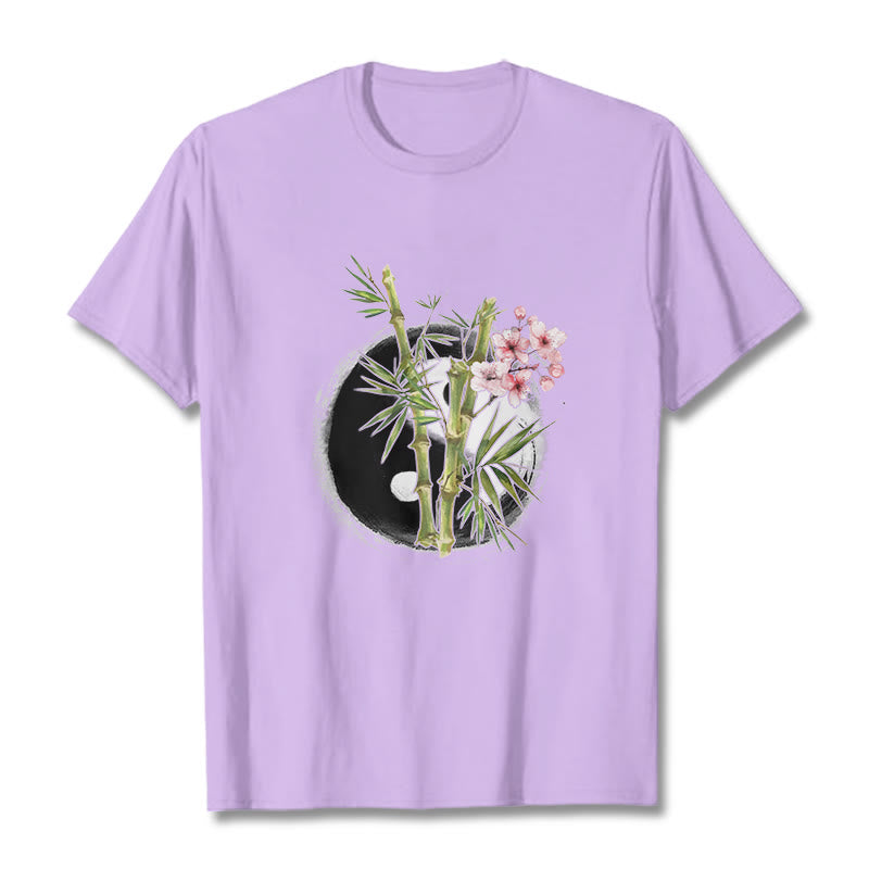 Maglietta con motivo Buddha Stones Yin Yang Bamboo Peach Blossoms - Prugna - 2XL - image 17