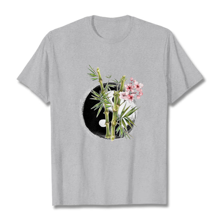 Maglietta con motivo Buddha Stones Yin Yang Bamboo Peach Blossoms - Grigio chiaro - 2XL - image 20