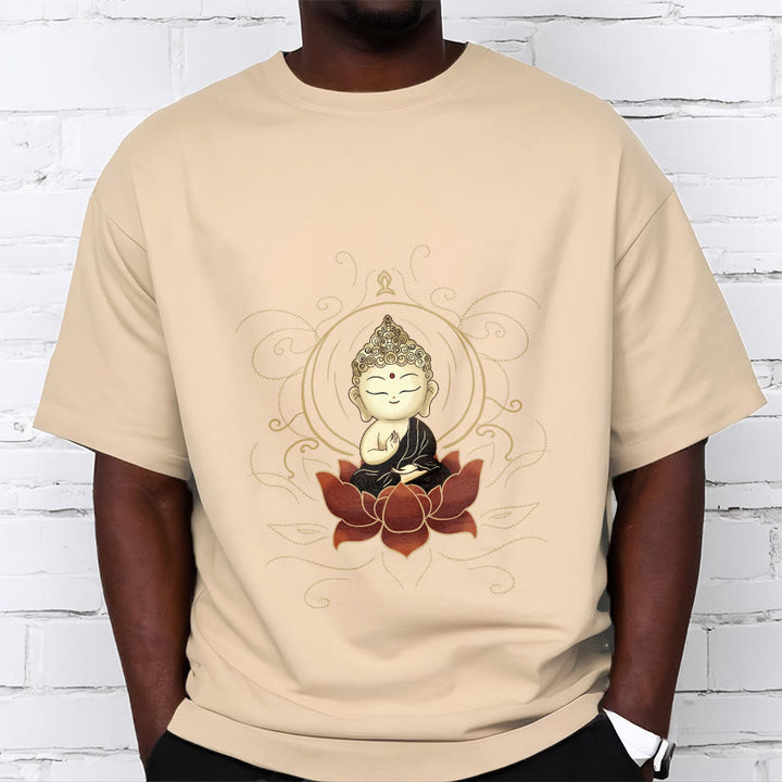 Maglietta Buddha Stones, Buddha seduto sereno e motivo a loto - image 12