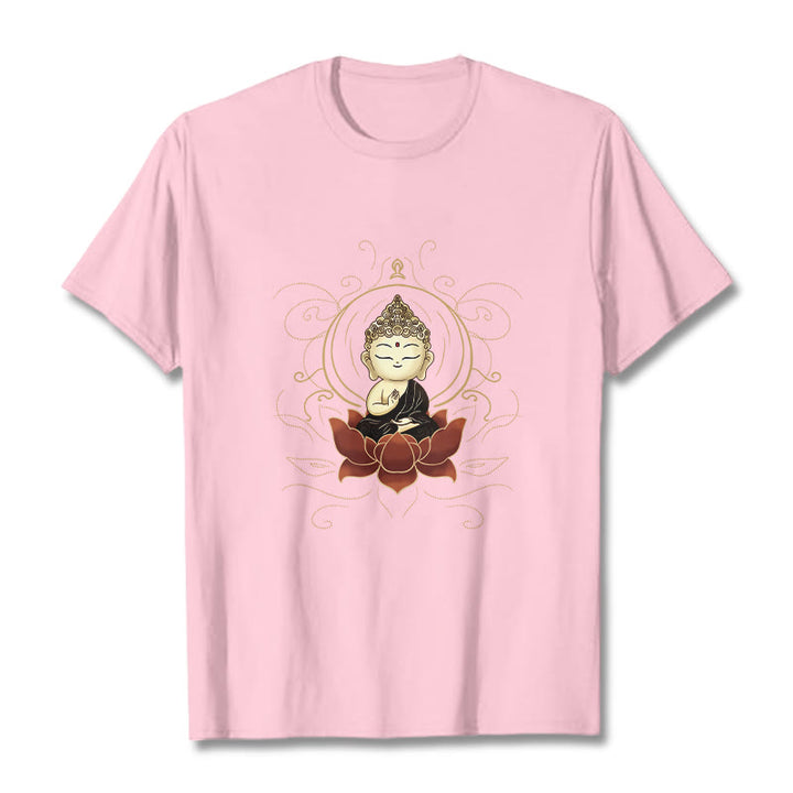 Maglietta Buddha Stones, Buddha seduto sereno e motivo a loto - Rosa chiaro - 2XL - image 13
