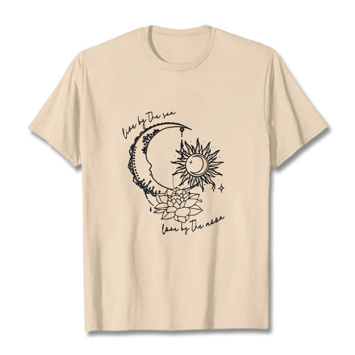 Maglietta con motivo a fiori di loto, sole, luna e pietre Buddha Stones - Biscotto - 2XL - image 11