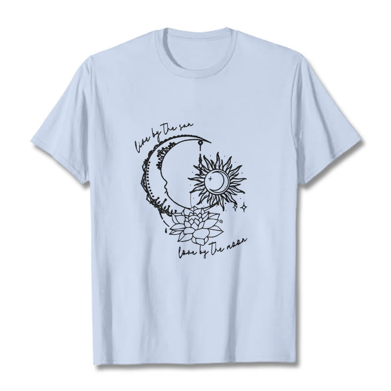 Maglietta con motivo a fiori di loto, sole, luna e pietre Buddha Stones - Ciano chiaro - 2XL - image 19