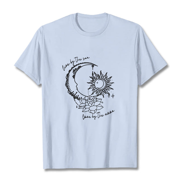 Maglietta con motivo a fiori di loto, sole, luna e pietre Buddha Stones - Ciano chiaro - 2XL - image 19