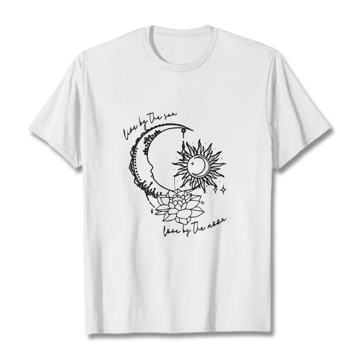Maglietta con motivo a fiori di loto, sole, luna e pietre Buddha Stones - Bianco - 2XL - image 8