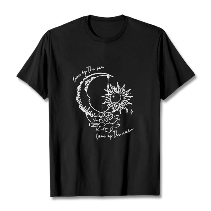 Maglietta con motivo a fiori di loto, sole, luna e pietre Buddha Stones - Nero - 2XL - image 4