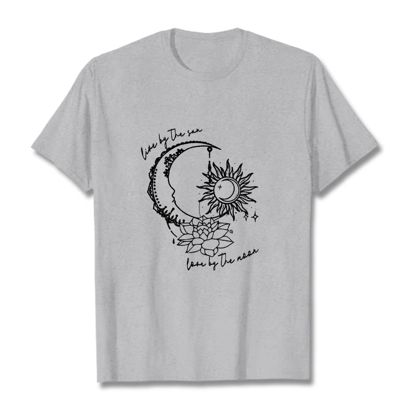 Maglietta con motivo a fiori di loto, sole, luna e pietre Buddha Stones - Grigio chiaro - 2XL - image 20