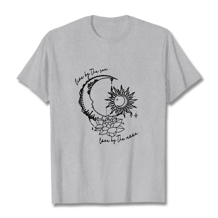 Maglietta con motivo a fiori di loto, sole, luna e pietre Buddha Stones - Grigio chiaro - 2XL - image 20