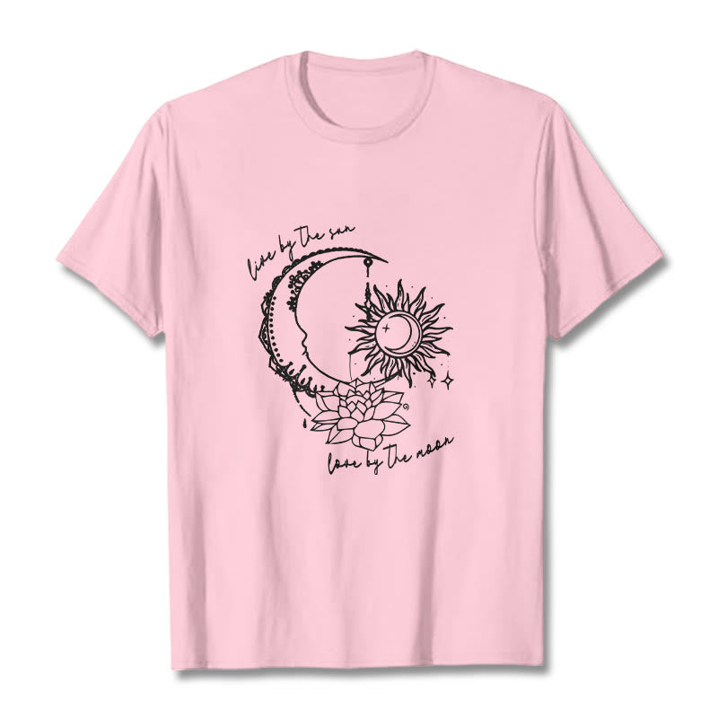 Maglietta con motivo a fiori di loto, sole, luna e pietre Buddha Stones - Rosa chiaro - 2XL - image 13