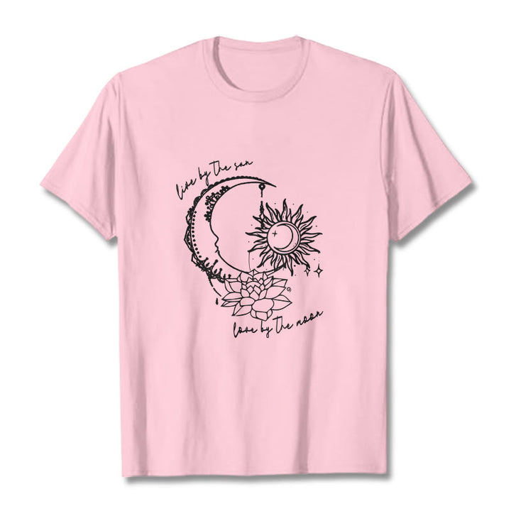 Maglietta con motivo a fiori di loto, sole, luna e pietre Buddha Stones - Rosa chiaro - 2XL - image 13
