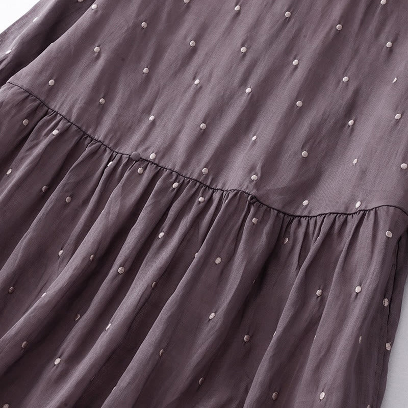 Buddha Stones in cotone e lino con maniche corte, tasche e bottoni sul retro, motivo a pois, motivo Buddha Stones - image 2