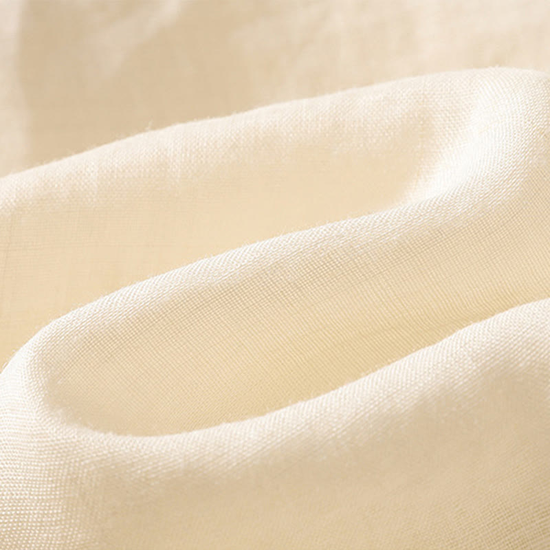 Abito midi Zen in cotone e lino con maniche a mezza manica, ricamo Buddha Stones , orlo a fiori e design con spacchi - image 13