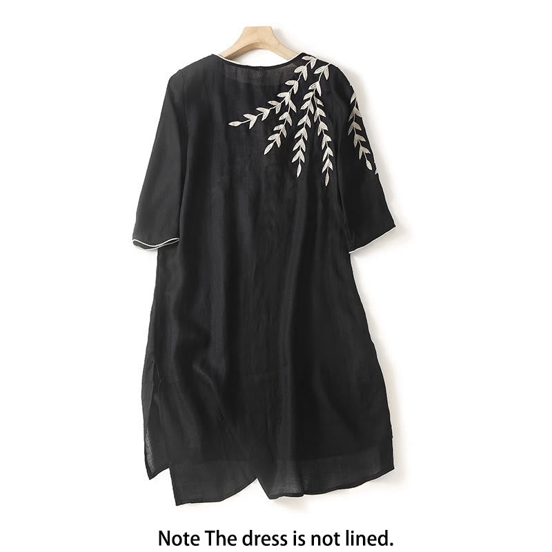 Abito midi casual con maniche a tre quarti e ricami a tema Buddha Stones. - image 1