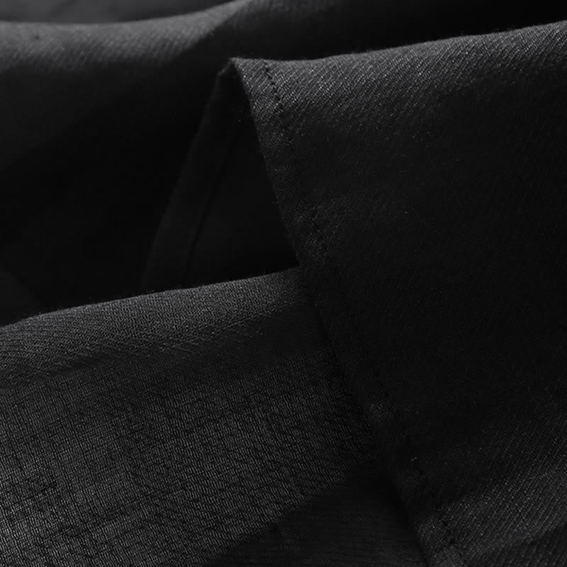 Abito midi in cotone e lino con maniche a tre quarti e ricamo casual Buddha Stones - image 7