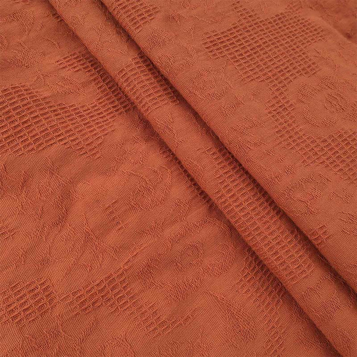 Abito midi in cotone e lino con tasche, motivo plissettato, coulisse e jacquard estivo Buddha Stones - image 3