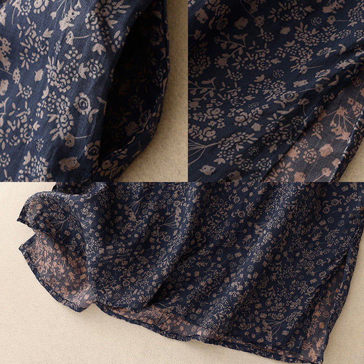 Abito midi cheongsam in lino e cotone con tasche, ricamo retrò con Buddha Stones e bottoni a rana - image 16