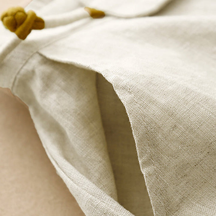 Pantaloni larghi da donna in lino e cotone con bottoni a rana, tinta unita, con tasche , Buddha Stones - image 21