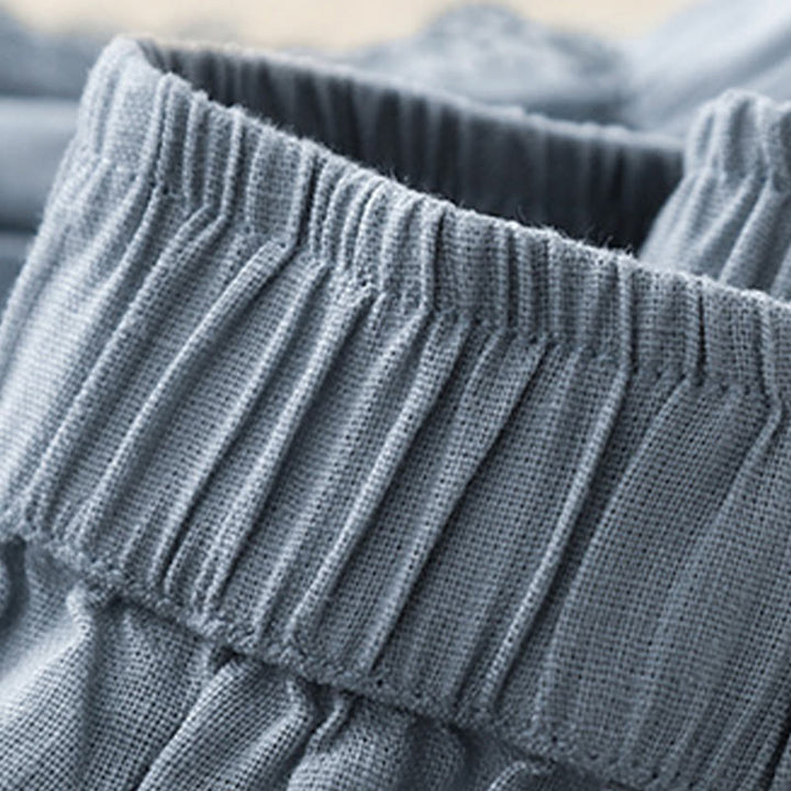 Buddha Stones Pantaloni larghi da donna in cotone e lino con cuciture in pizzo tinta unita e tasche - image 6