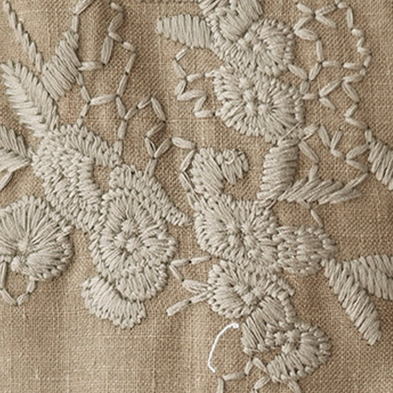 Abito midi in lino e cotone con maniche a tre quarti, ricamo vintage Buddha Stones e tasche - image 9