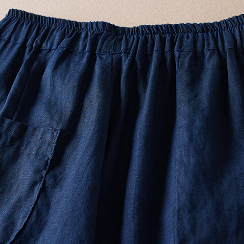 Pantaloni harem in lino e cotone con tasche, lunghezza 7-8, in filo colorato con Buddha Stones - image 14