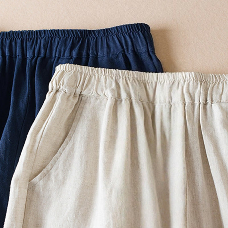Pantaloni harem in lino e cotone con tasche, lunghezza 7-8, in filo colorato con Buddha Stones - image 18